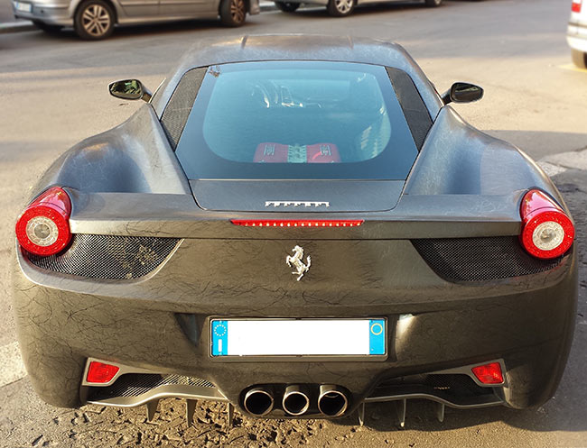 Rent a Ferrari 458 Italia (Black) in Milan, Florence, Zurich, Como