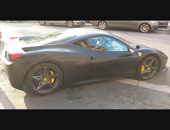 Rent a Ferrari 458 Italia (Black) in Milan, Florence, Zurich, Como