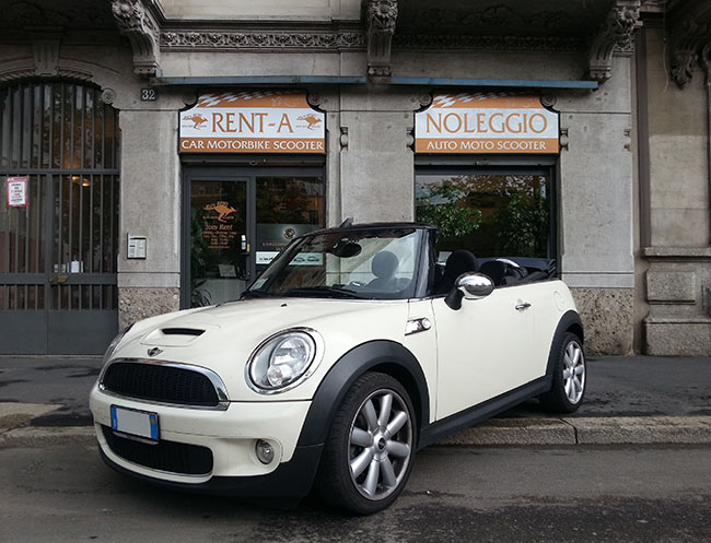 Rent a Mini Cooper S Cabrio in Milan, Florence, Zurich, Como